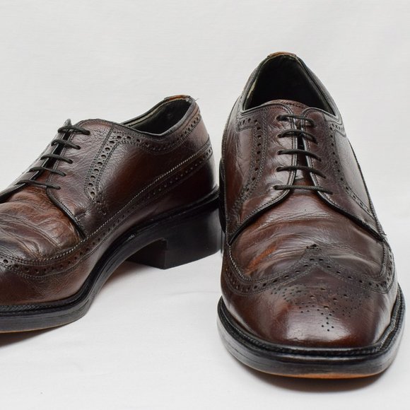 Shoes | Vintage Mens Brown Leather Brogue Wingtip Oxford Shoes W Vibram ...
